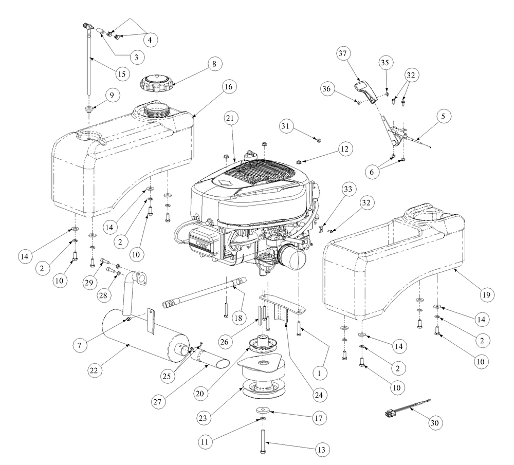 Briggs Engine Assembly 18.5hp Diagram and Parts List for Z-FORCE42 53AA5A5G710 Cub Cadet Lawn Tractor